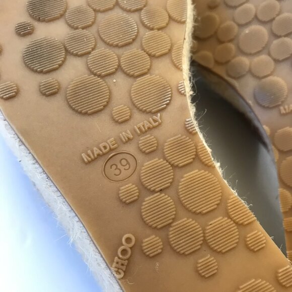 Jimmy Choo Dovina Wedge Sandals Womens 39 Brown Leather Open Toe Criss Cross - Picture 10 of 13